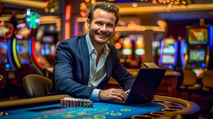 Antarmuka permainan Diamond Empire di we77 slot dengan simbol-simbol permata dan gulungan 5 baris